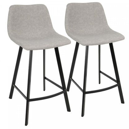LumiSource Outlaw Grey Faux Leather Industrial Counter-Height Stool - Set of 2|Tabouret industriel Outlaw de hauteur comptoir en similicuir gris - ensemble de 2