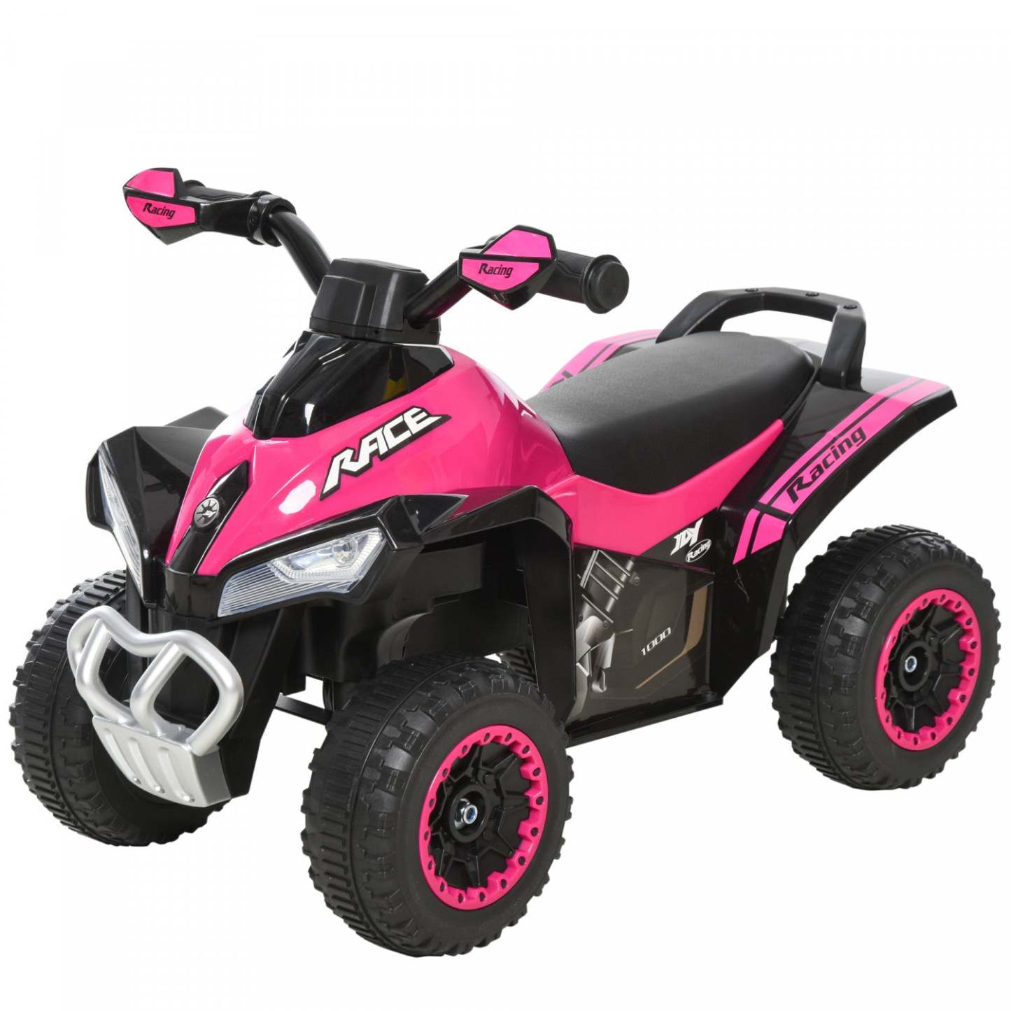 Aosom Moto 4 Roues Jouet Pour Enfants Bebe Avec Musique Et Fonction D'éclairage Pour 18-36 Mois Rose