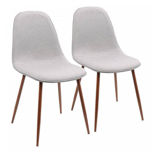 LumiSource Pebble Grey Fabric Mid-Century Modern Dining Accent Chair - Set of 2|Chaise d’appoint de salle à manger moderne du milieu du 20e siècle Pebble en tissu gris - ensemble de 2