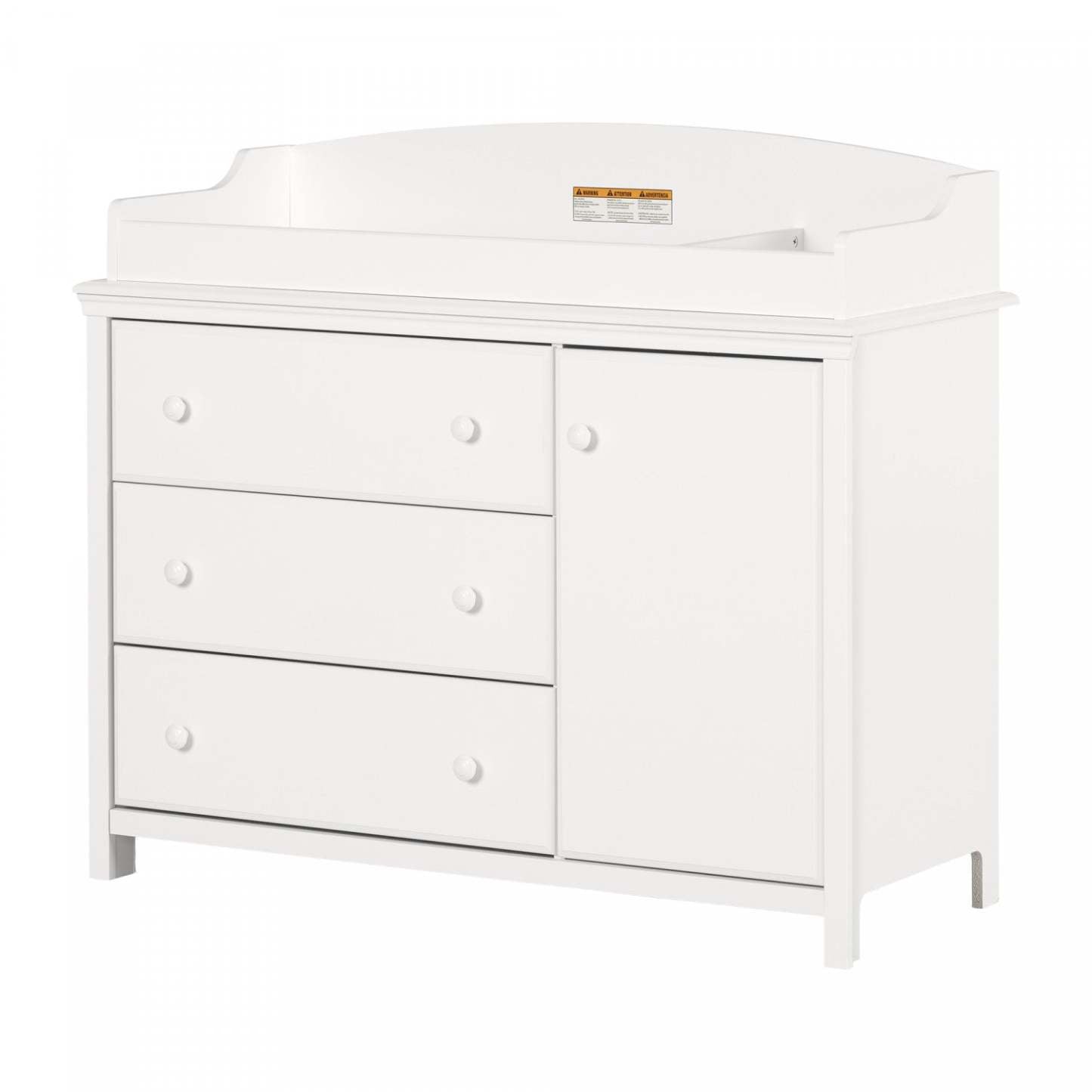Cotton Candy Changing Table With Removable Changing Station - Pure White | Cotton Candy Table A Langer Avec Pourtour Amovible - Blanc Solide