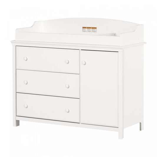 Cotton Candy Changing Table With Removable Changing Station - Pure White | Cotton Candy Table A Langer Avec Pourtour Amovible - Blanc Solide