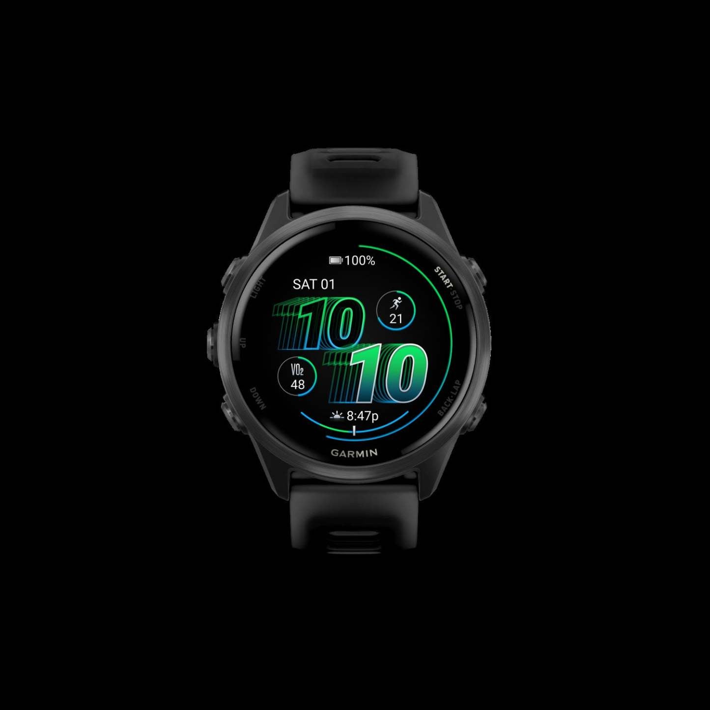 Montre intelligente Garmin Forerunner 570 42 mm, Amoled, Aluminium gris ardoise, Noir, Suivi de fitness GPS, Course, Triathlon, Autonomie de 10 jours