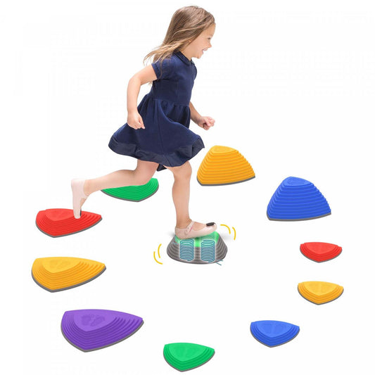 Outsunny Bouncing Design 11 Pcs Stepping Stones Kids With Non-slip Rubber, Stackable Balance River S|Outsunny Blocs D'équilibre Pour Enfants 11 Pièces, Pierres D'équilibre Équipement De Jeu Intérieur E