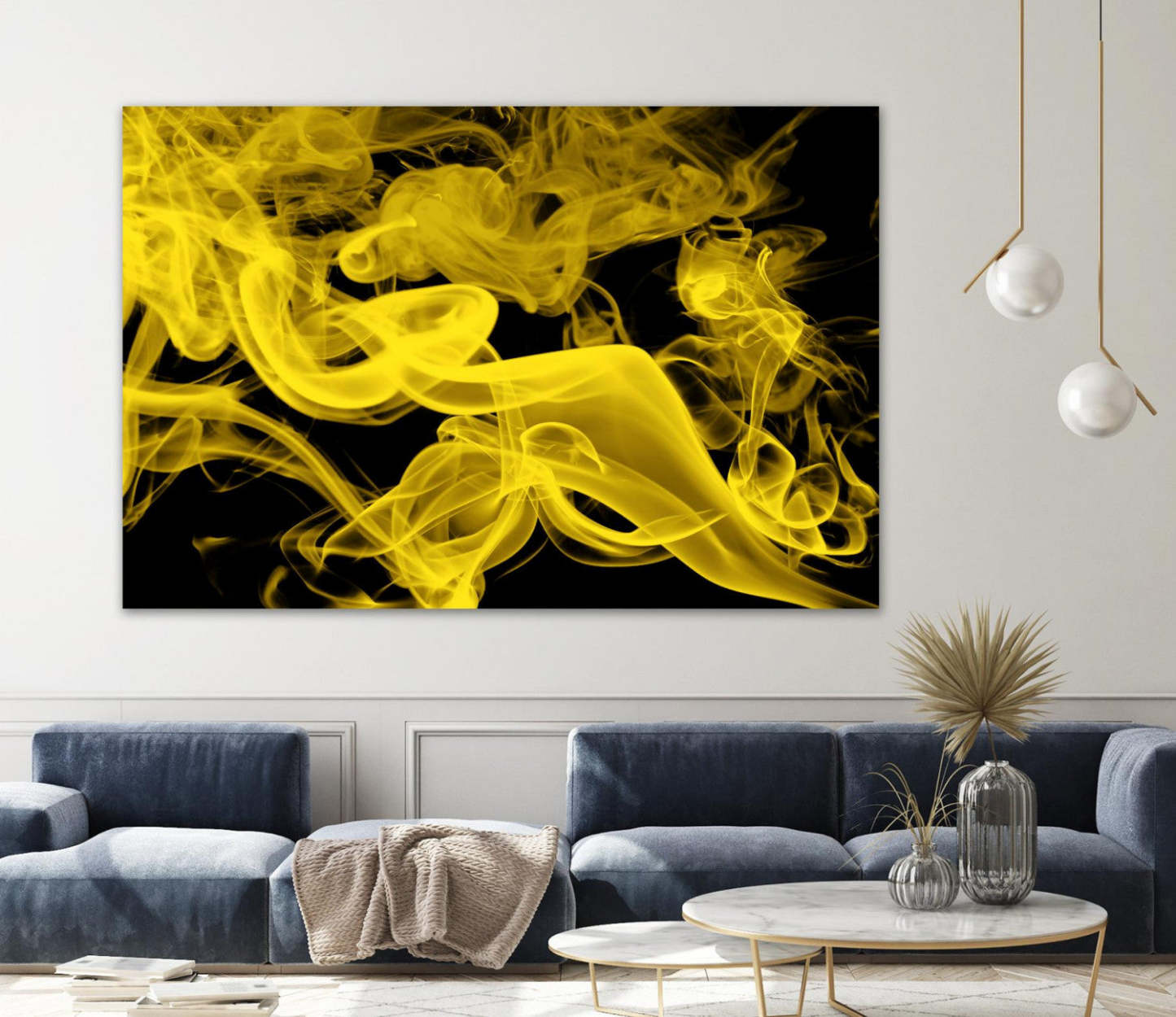 Œuvre d'art murale géante « Yellow Smoke » 72 x 48