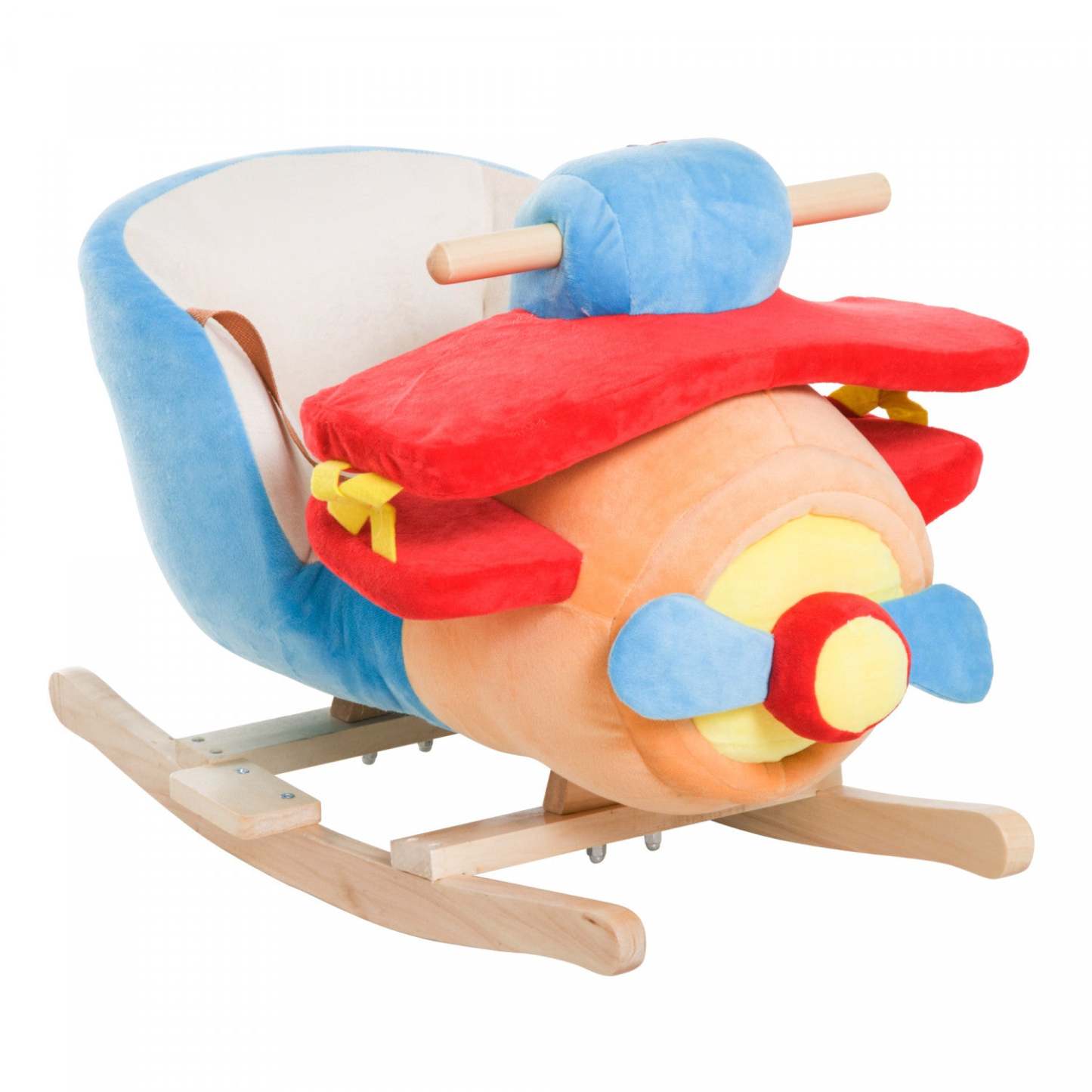 Qaba Kids Chaise Berçante en Bois Avion Jouet Pour Enfant Garçon&amp;Fille Avec Comptine|Qaba Siege A Bascule En Bois Pour Enfants Avec Comptine, Avion