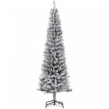 Homcom Arbre De Noël Artificiel Fin Floqué De Neige Artificielle 6pi