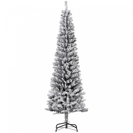 Homcom Arbre De Noël Artificiel Fin Floqué De Neige Artificielle 6pi