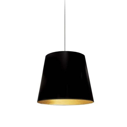 Dainolite Oversize Drum 1 Light Pendant Small Black/Gold Shade Lamp|Petit luminaire suspendu de Dainolite avec très grand abat-jour cylindrique noir et doré, et 1 ampoule