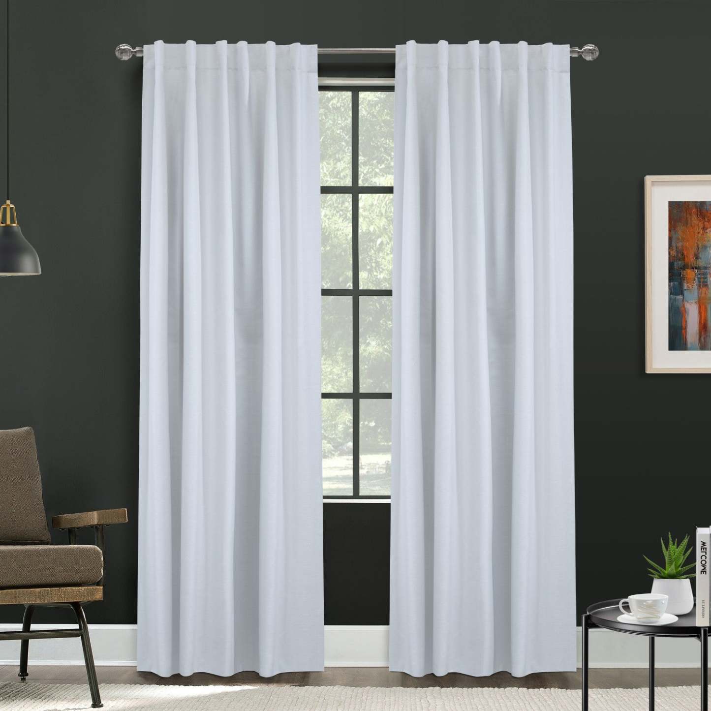 Baxter White Back Tab Curtain Panel - 52 X 84|Panneau de rideau à passants dissimulés Baxter blanc - 52 po x 84 po
