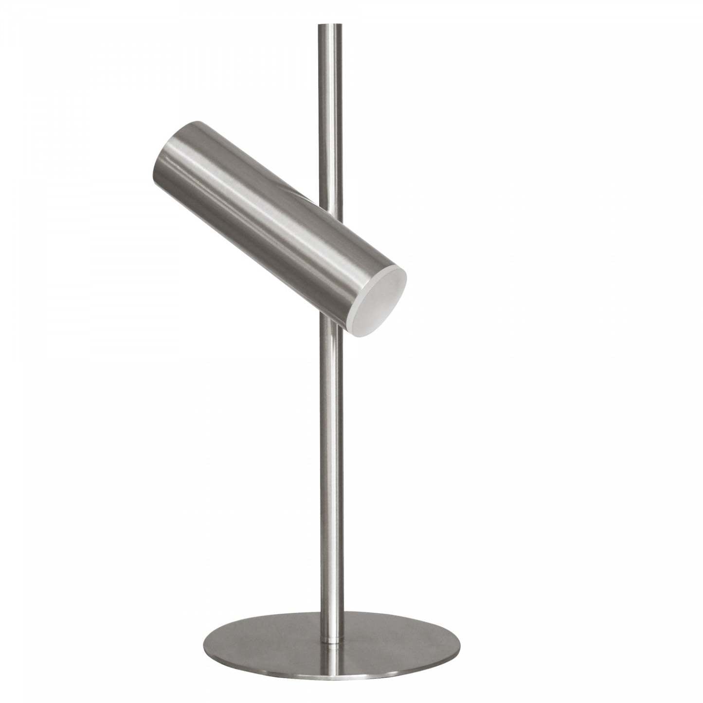 Lampe de table Constance de Dainolite en acrylique givré qui diffuse la lumière, avec finition chromé satiné et ampoule de 6 W