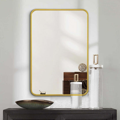 Arcus 24 X 36 Hand Crafted Rectangular Round Mirror - Gold|Miroir rectangulaire Arcus 24 po x 36 po fabriqué à la main avec coin arrondi - doré