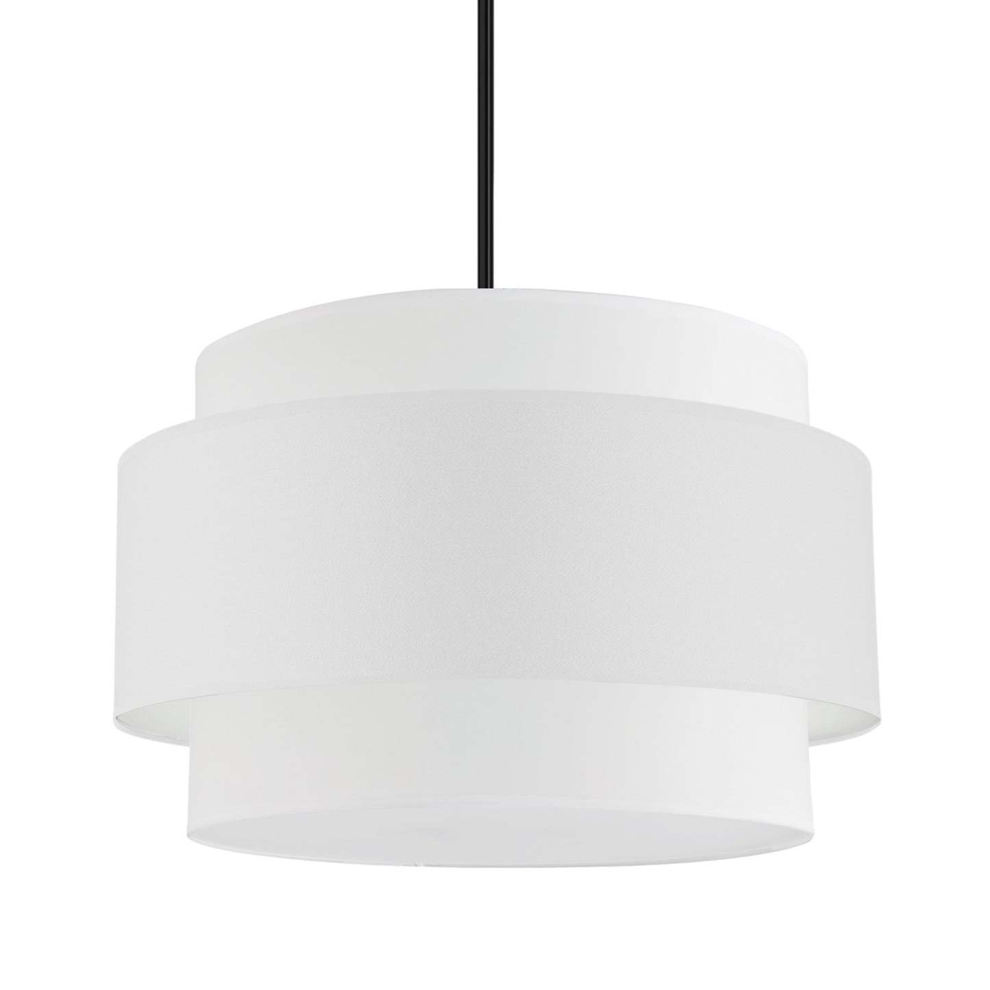 Dainolite Priya 4 Light Pendant 22 Dia Matte Black White Shade Lamp|Luminaire suspendu Priya de Dainolite de 22 po de diamètre avec abat-jour blanc, fini noir mat et 4 ampoules