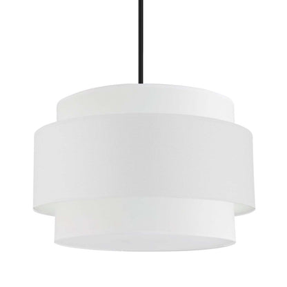 Dainolite Priya 4 Light Pendant 22 Dia Matte Black White Shade Lamp|Luminaire suspendu Priya de Dainolite de 22 po de diamètre avec abat-jour blanc, fini noir mat et 4 ampoules