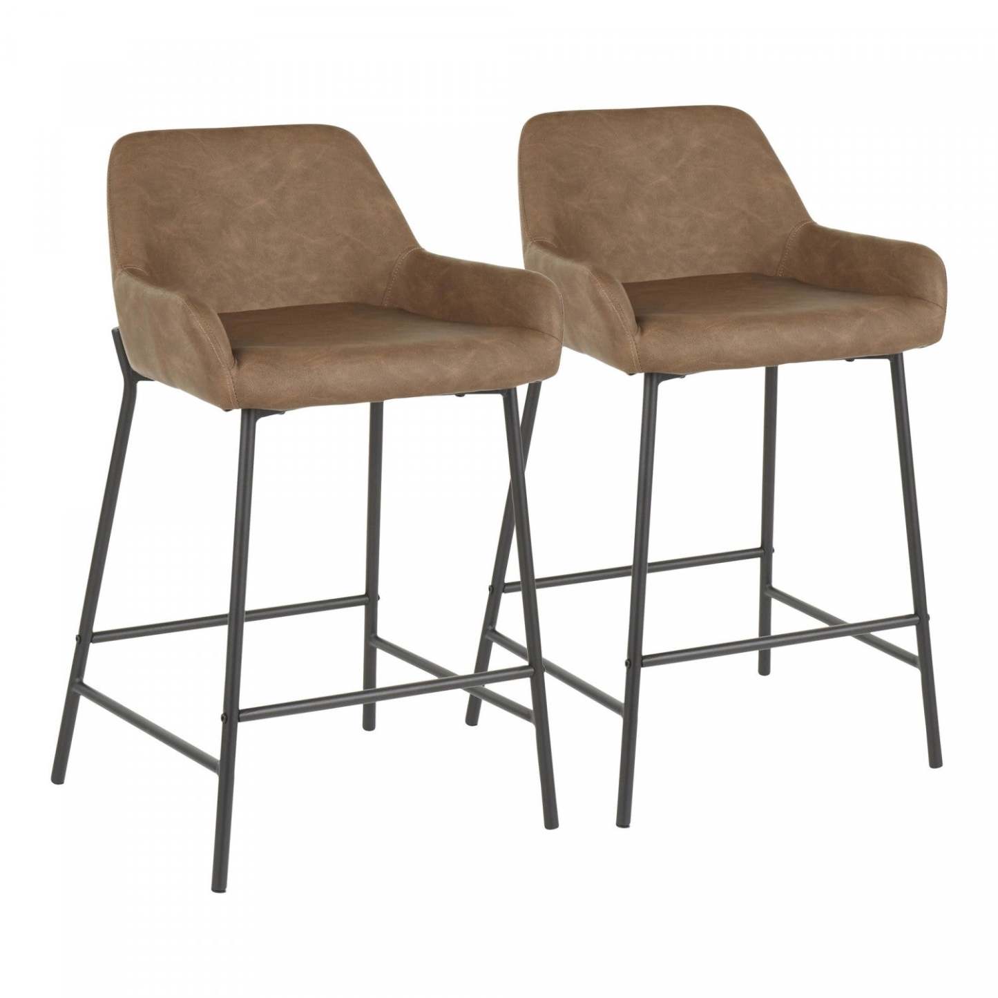 LumiSource Daniella Espresso Faux Leather Industrial Counter-Height Stool - Set of 2|Tabouret industriel Daniella de hauteur comptoir en similicuir espresso - ensemble de 2
