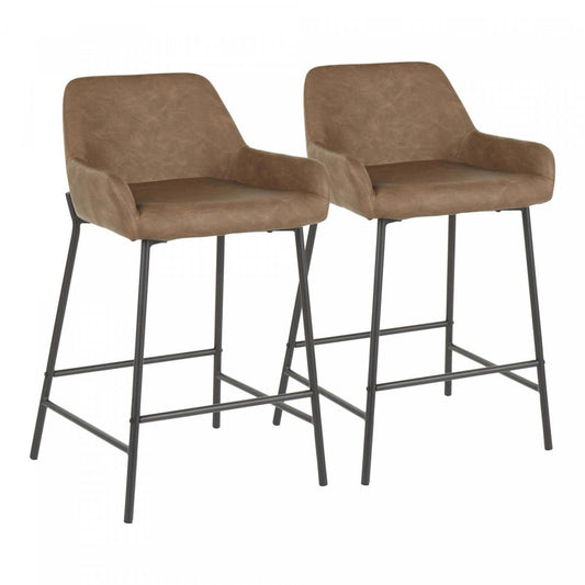 LumiSource Daniella Espresso Faux Leather Industrial Counter-Height Stool - Set of 2|Tabouret industriel Daniella de hauteur comptoir en similicuir espresso - ensemble de 2