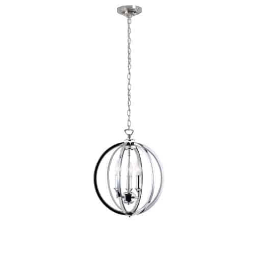 Dainolite Karland 3 Light Chandelier Crystal Studded Banding Polished Chrome Finish Lamp|Lustre Karland de Dainolite avec bande cloutée de cristaux, fini chromé poli et 3 ampoules