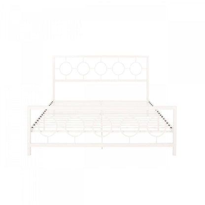 Cadre de lit Robert en métal avec tête et pied de lit au design circulaire, taille King, blanc | Robert Cadre de lit en métal avec tête et pied de lit au design circulaire, taille King, blanc
