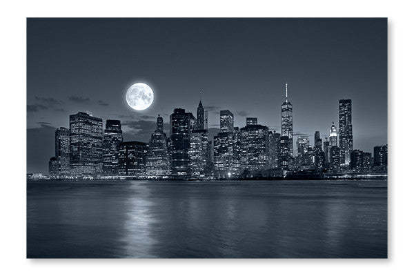 New York City At Night 28x42 : Cadre d'art mural et panneau de tissu | D44G0WI9