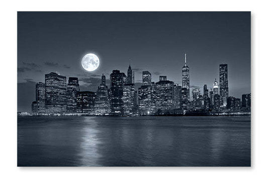 New York City At Night 28x42 : Cadre d'art mural et panneau de tissu | D44G0WI9