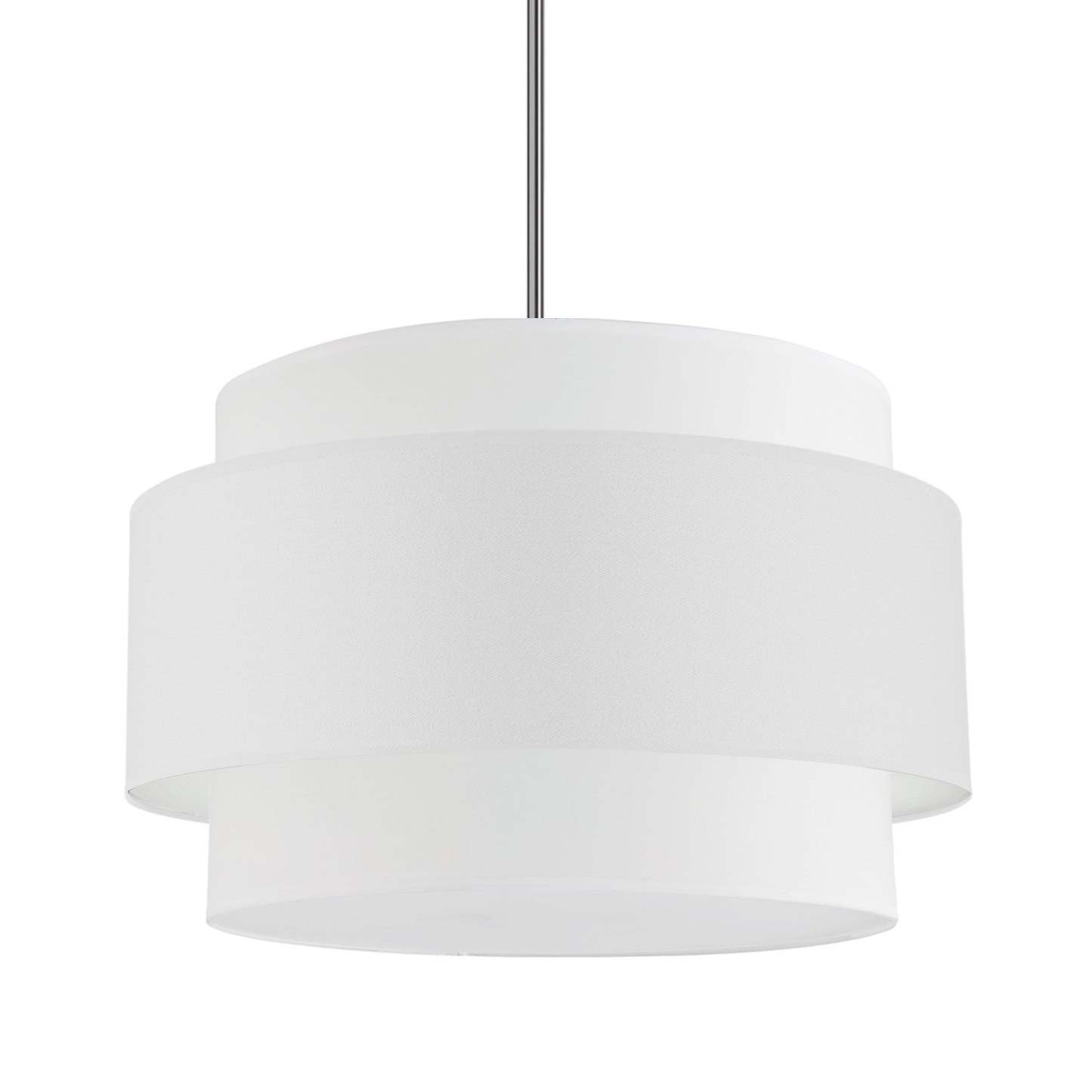 Dainolite Priya 4 Light Pendant 22 Dia Polished Chrome White Shade Lamp|Luminaire suspendu Priya de Dainolite de 22 po de diamètre avec abat-jour blanc, fini chromé poli et 4 ampoules