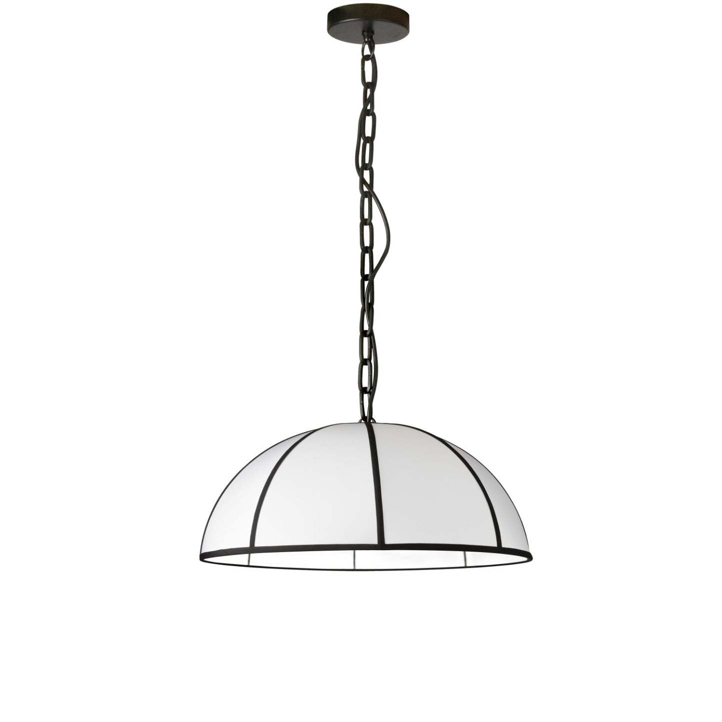 Dainolite Portobello 1 Light Pendant Small Matte Black White Shade And Black Trim Lamp|Petit luminaire suspendu Portobello de Dainolite avec abat-jour blanc, bordure noire, fini noir mat et 1 ampoule