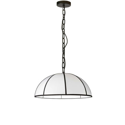 Dainolite Portobello 1 Light Pendant Small Matte Black White Shade And Black Trim Lamp|Petit luminaire suspendu Portobello de Dainolite avec abat-jour blanc, bordure noire, fini noir mat et 1 ampoule