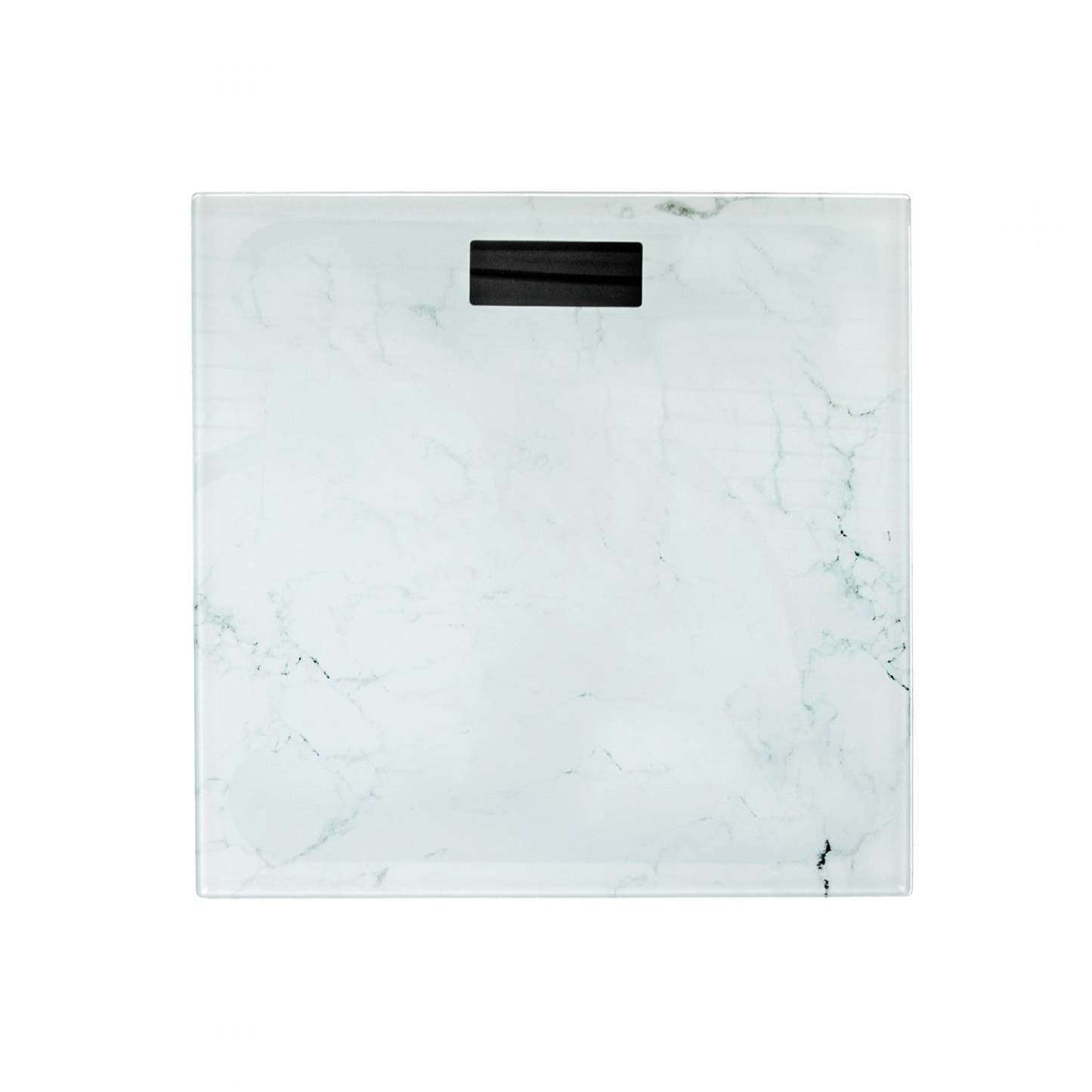Pèse-personne numérique carré en verre - accessoires de salle de bain d'apparence marbre blanc