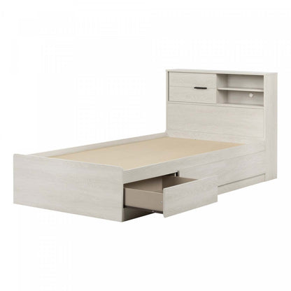Fynn Storage Bed And Bookcase Headboard Set Winter Oak - South Shore Twin Bed