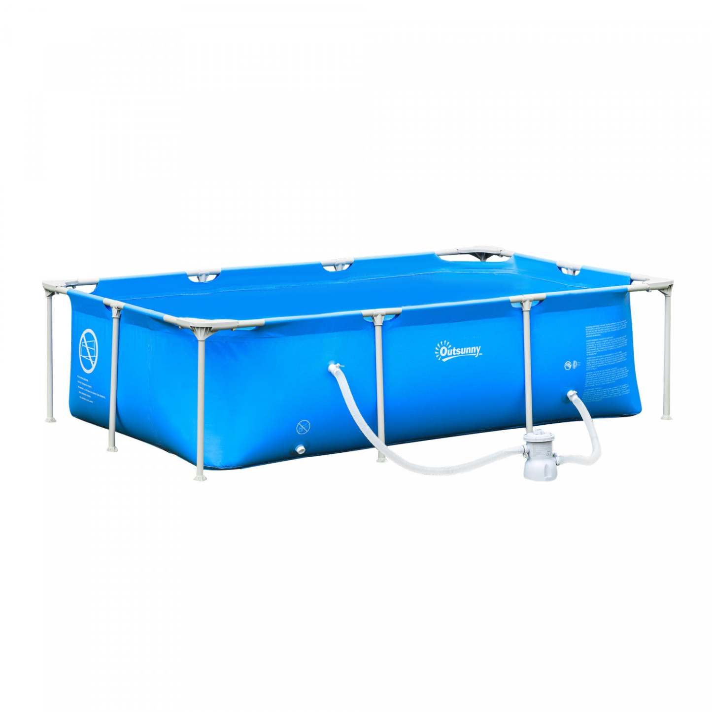 Outsunny 8,3' X 5' X 26” Cadre de piscine hors sol, bleu