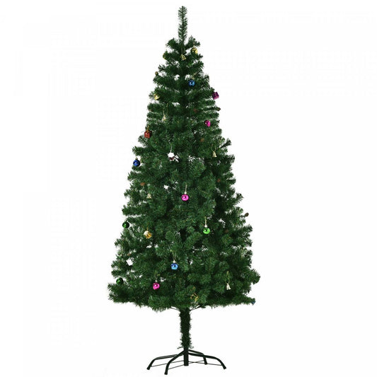 Homcom Sapin de Noël Artificiel de 6 pieds avec Ornement de Décoration et 624 Branches|Homcom Sapin de Noël Artificiel de 1,8 m avec Ornement de Décoration et 624 Branches