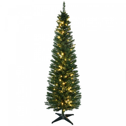 Homcom Arbre De Noël Artificiel Pré-éclairé De 6 Pieds Avec 390 Embouts Et 200 Lumières LED Blanc Chaud