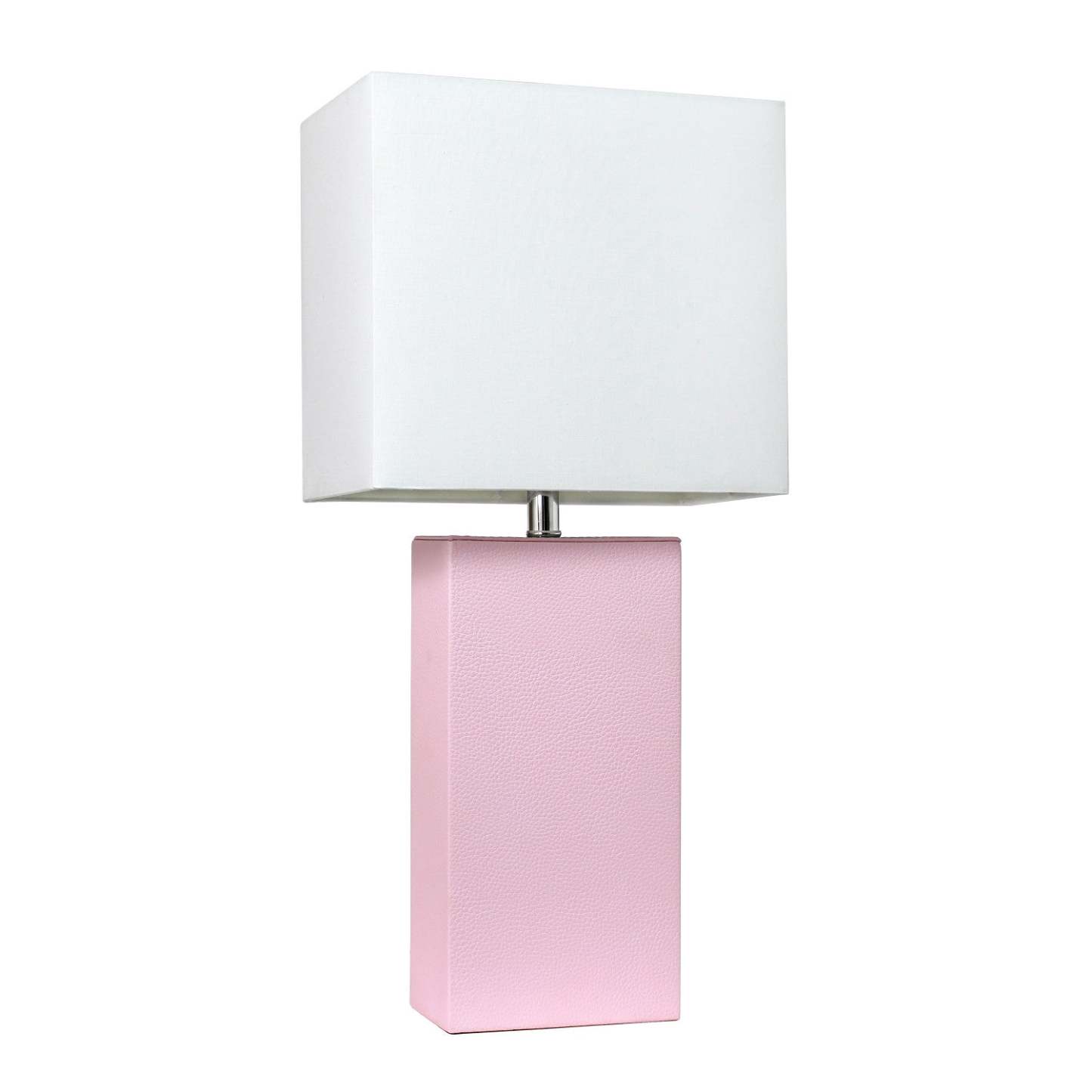 Lampe de table moderne Elegant Designs en cuir avec abat-jour en tissu blanc, rose tendre | D216QDAD