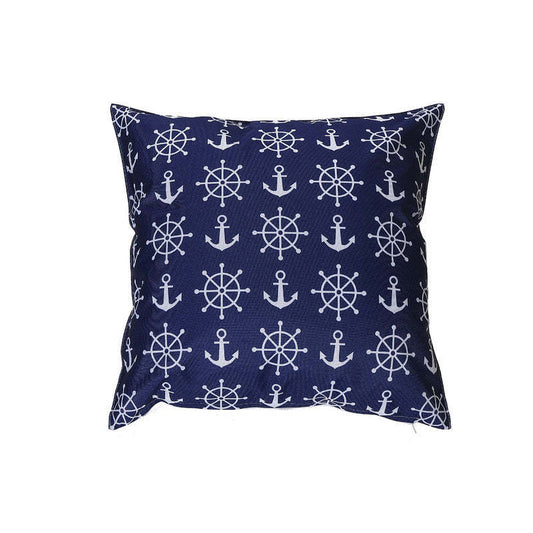 Coussin imperméable extérieur Ancre bleue - Lot de 2 coussins|Coussin résistant à l'eau pour l'extérieur orné d'ancres bleues - ensemble de 2