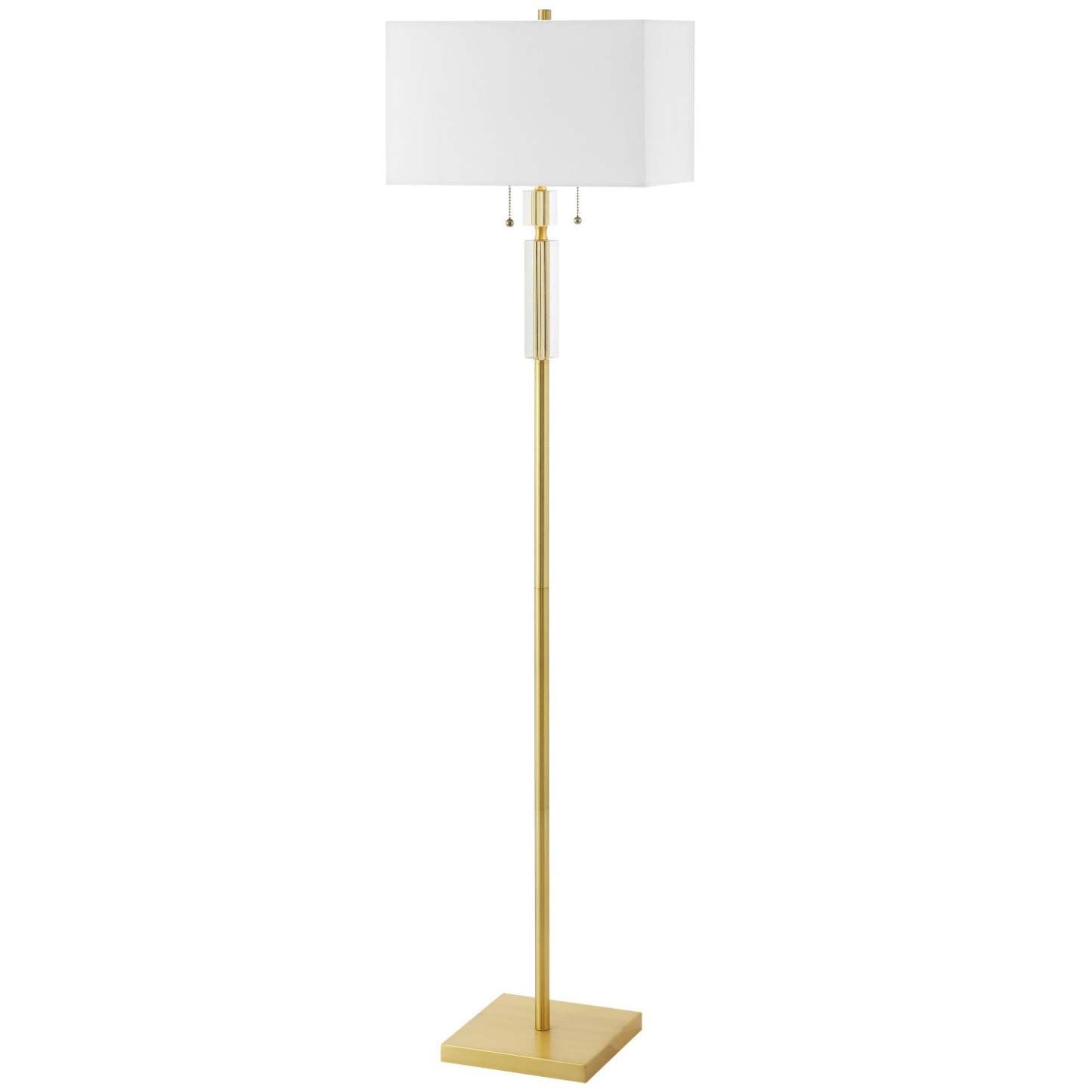 Lampe à pied Fernanda de Dainolite avec abat-jour blanc, fini laiton vieilli et 2 ampoules