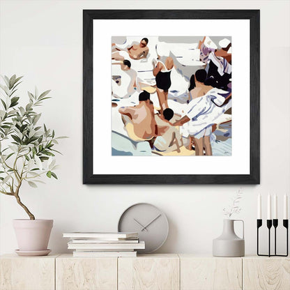 Tammy &amp; Greg's Pool Party Matted and Framed Black 36x36 Wall Art|Œuvre d'art murale imprimée noire et mate « Tammy &amp; Greg's Pool Party » 36 x 36