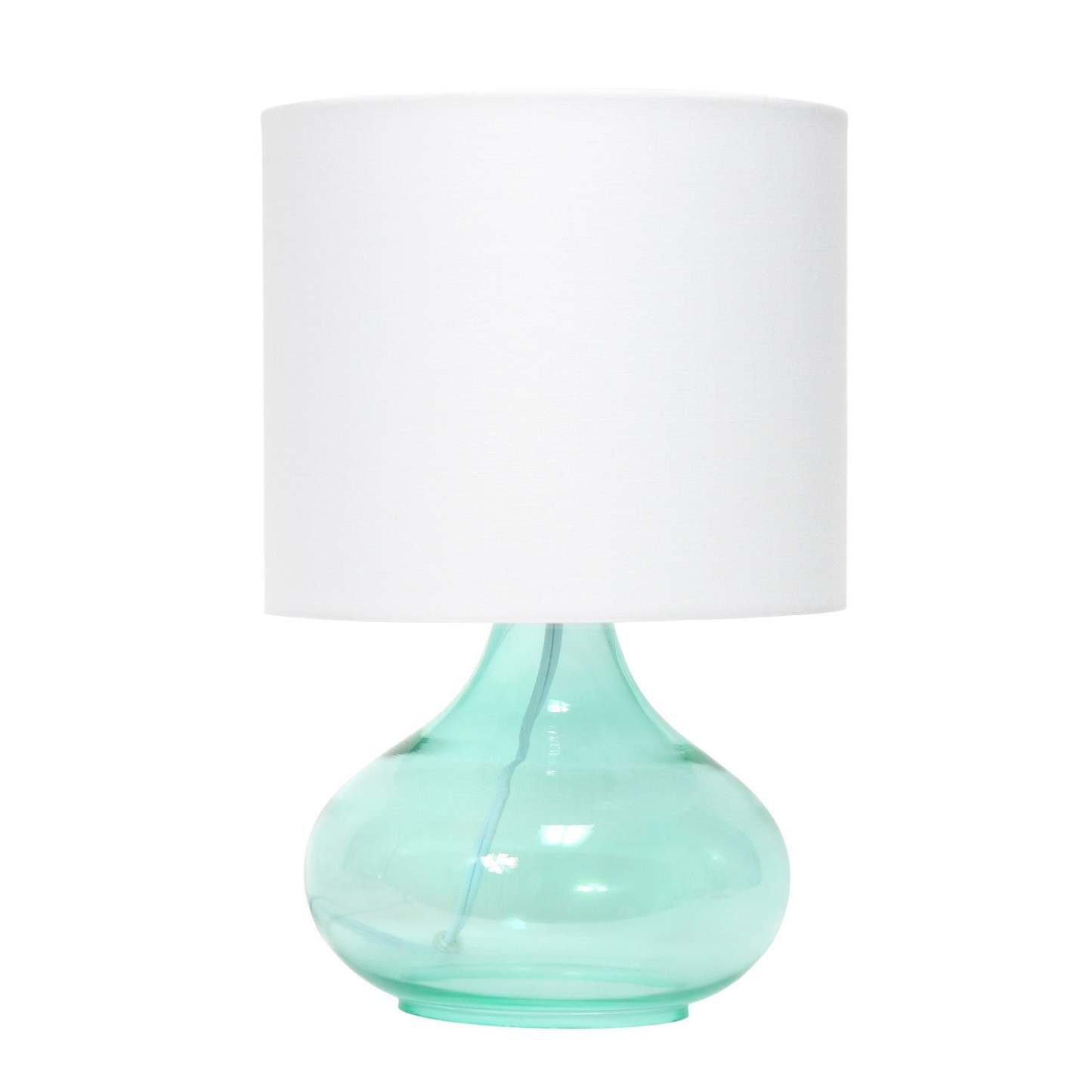 Lampe de table Simple Designs en verre à motif de goutte d'eau, turquoise avec abat-jour blanc|Simple Designs Glass Raindrop Table Lamp with Fabric Shade, Aqua with White Shade|D21MYB7K