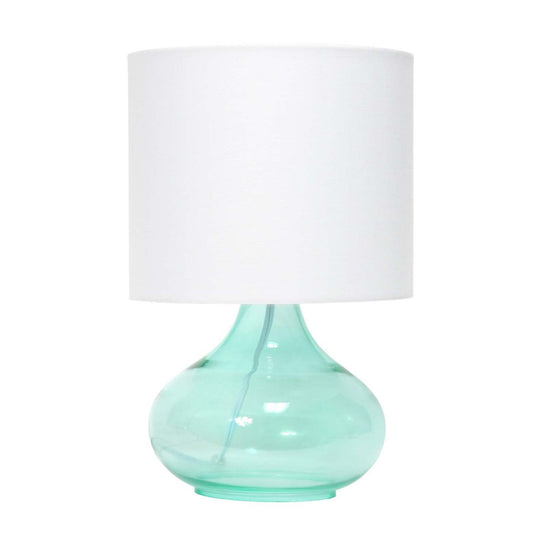 Lampe de table Simple Designs en verre à motif de goutte d'eau, turquoise avec abat-jour blanc|Simple Designs Glass Raindrop Table Lamp with Fabric Shade, Aqua with White Shade|D21MYB7K