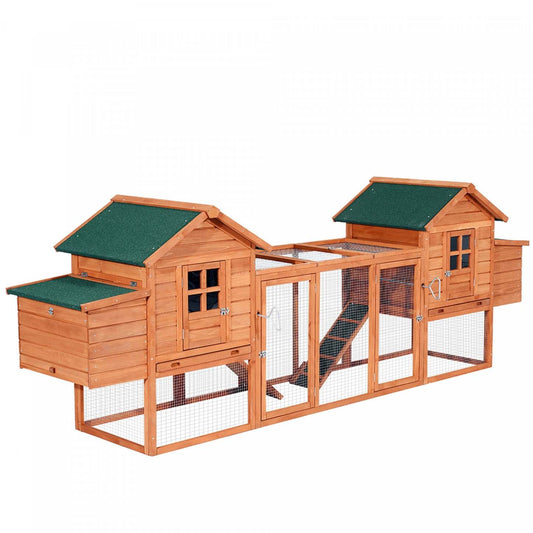 Pawhut 123 Double Poulailler En Bois Grand Poulailler Lapin Clapier Poule Volaille Cage Arrière Avec