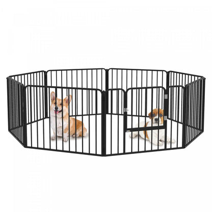 Pawhut Heavy Duty Dog Playpen, Steel Dog Pen With Door, Pet Exercise Fence, Outdoor Indoor Diy Desig|Pawhut Parc Pour Chien, 8 Panneaux De 24 De Hauteur En Acier, Enclos D'exercice Pour Chiots, Design