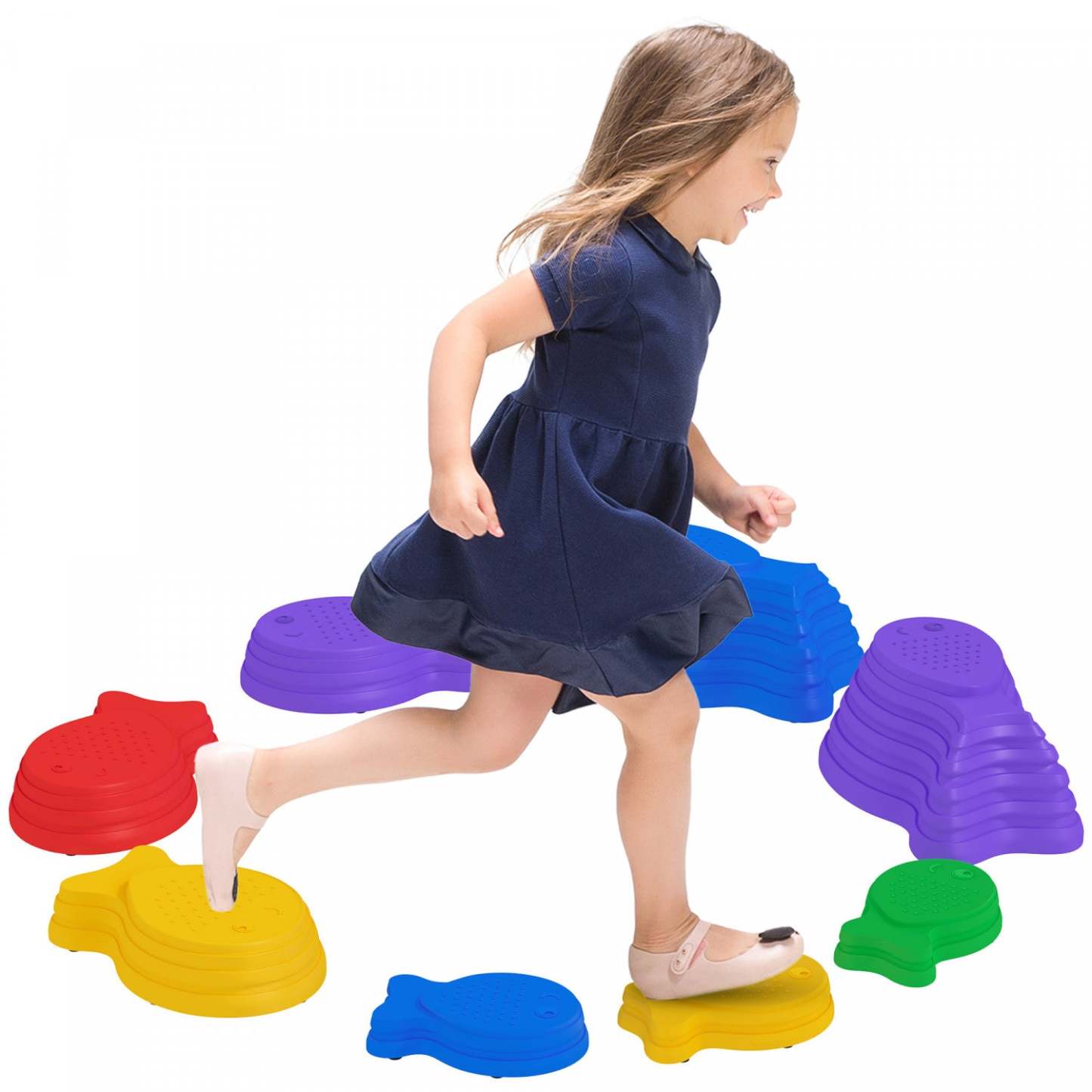 Outsunny 8 Pcs Pierres D'équilibre Pour La Coordination Des Enfants, Parcours D'obstacles, Jeu Senso