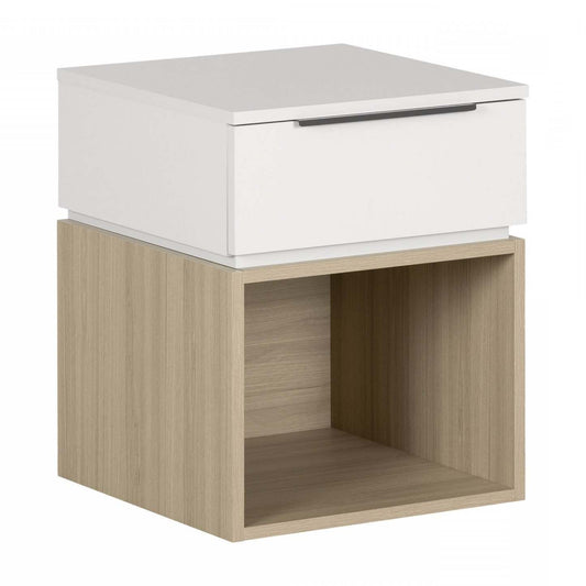 Hourra 1-Drawer Nightstand - Soft Elm White|Table de nuit Hourra à 1 tiroir - orme naturel et blanc