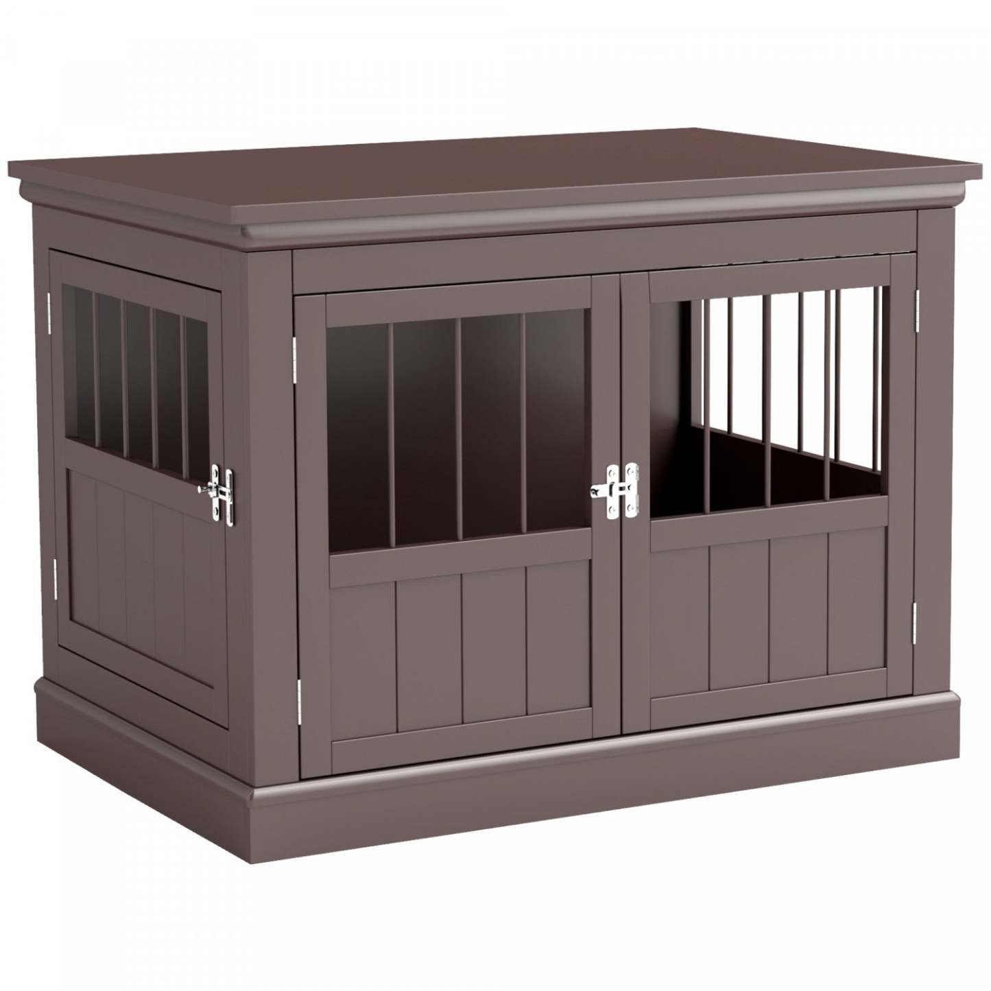 Pawhut Meuble De Cage Pour Chien, 31, Table D'appoint Laterale Avec Trois Portes, Cage D'intérieur Pour Chien Pour Petit