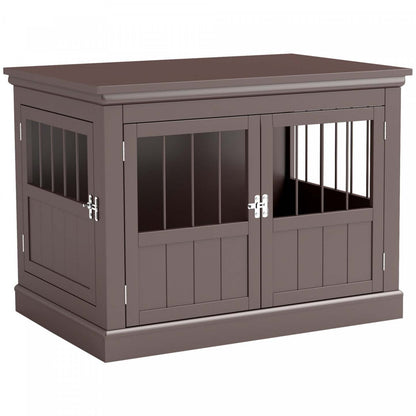 Pawhut Meuble De Cage Pour Chien, 31, Table D'appoint Laterale Avec Trois Portes, Cage D'intérieur Pour Chien Pour Petit