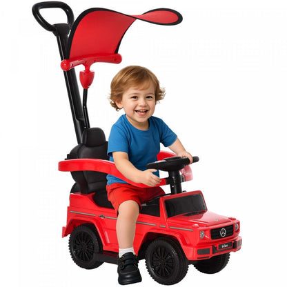 Aosom Mercedes-benz G350 Voiture Pousse Licenciée, Voiture Poussette 3-en-1 pour Tout-Petits, Trottinette pour Bébé avec Klaxon, Direction, Repose-Pieds, Rangement de Siège, Rouge