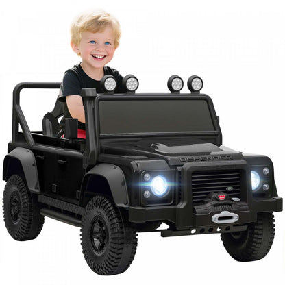 Voiture électrique Qaba Land Rover sous licence pour enfants, camion à conduire alimenté par une batterie de 12v 7ah avec télécommande, suspension à ressort, véhicule électrique à 3 vitesses pour les 3-5 ans, noir