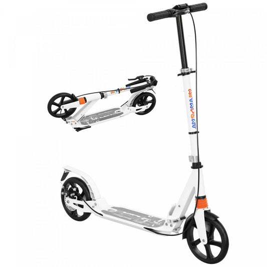 Trottinette Qaba Kids, trottinette pliable avec 4 hauteurs réglables, absorption des chocs, double freins, cadeau pour garçons et filles de 6 à 12 ans, blanche