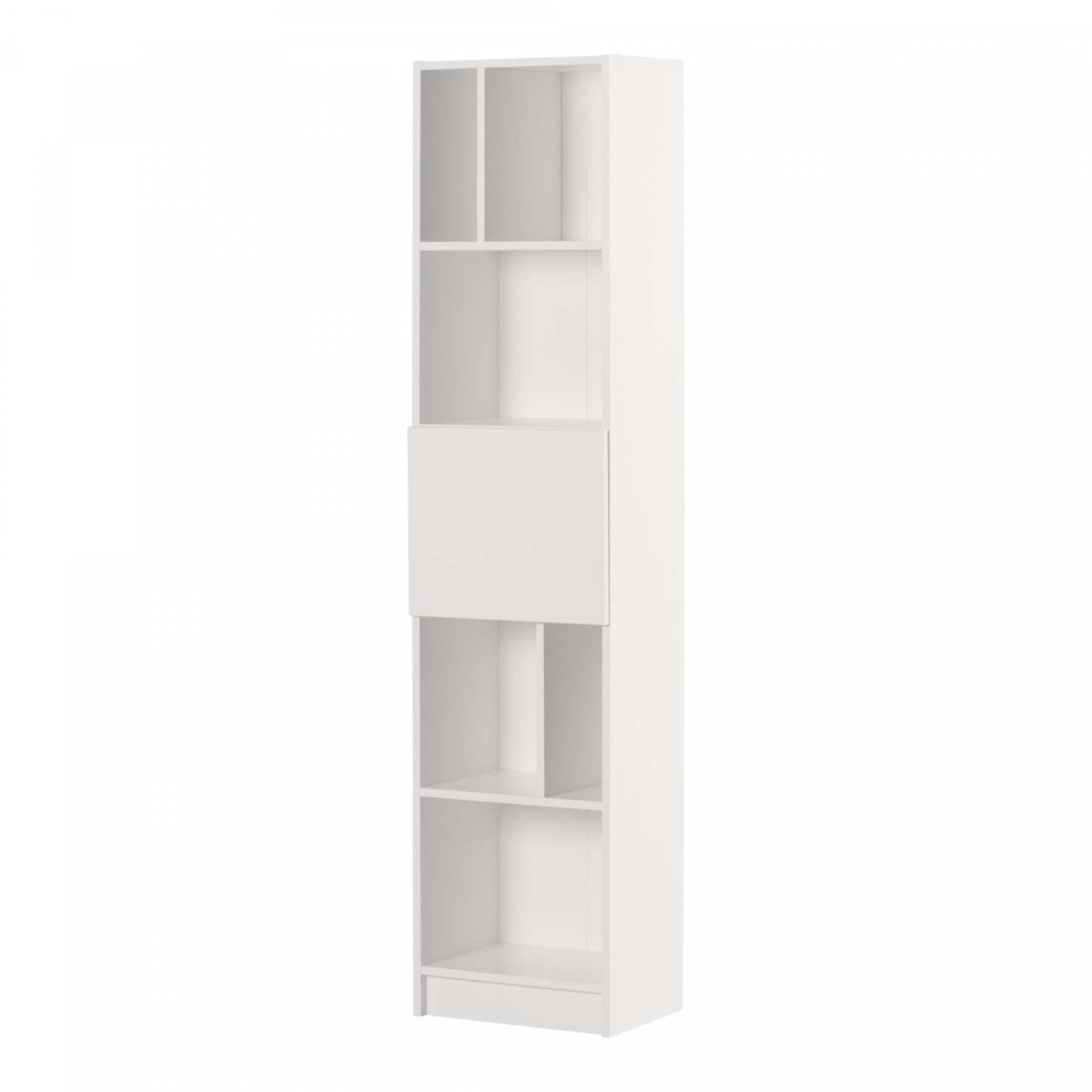 Liora Bibliothèque Étroite 5 Tablettes - Blanc Pur | Liora 5-shelf Narrow Bookcase - Pure White