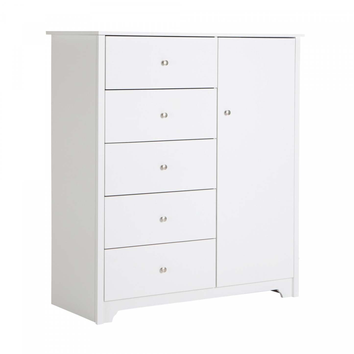 Commode à porte Vito 5 tiroirs - Blanc pur | Commode à porte Vito 5 tiroirs - Blanc solide