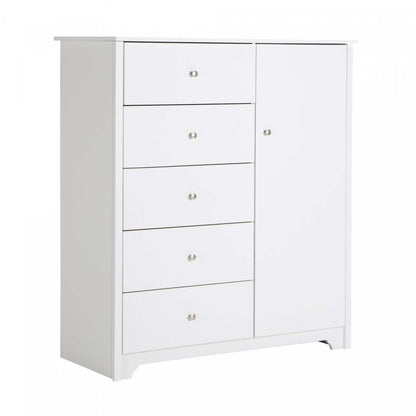 Commode à porte Vito 5 tiroirs - Blanc pur | Commode à porte Vito 5 tiroirs - Blanc solide