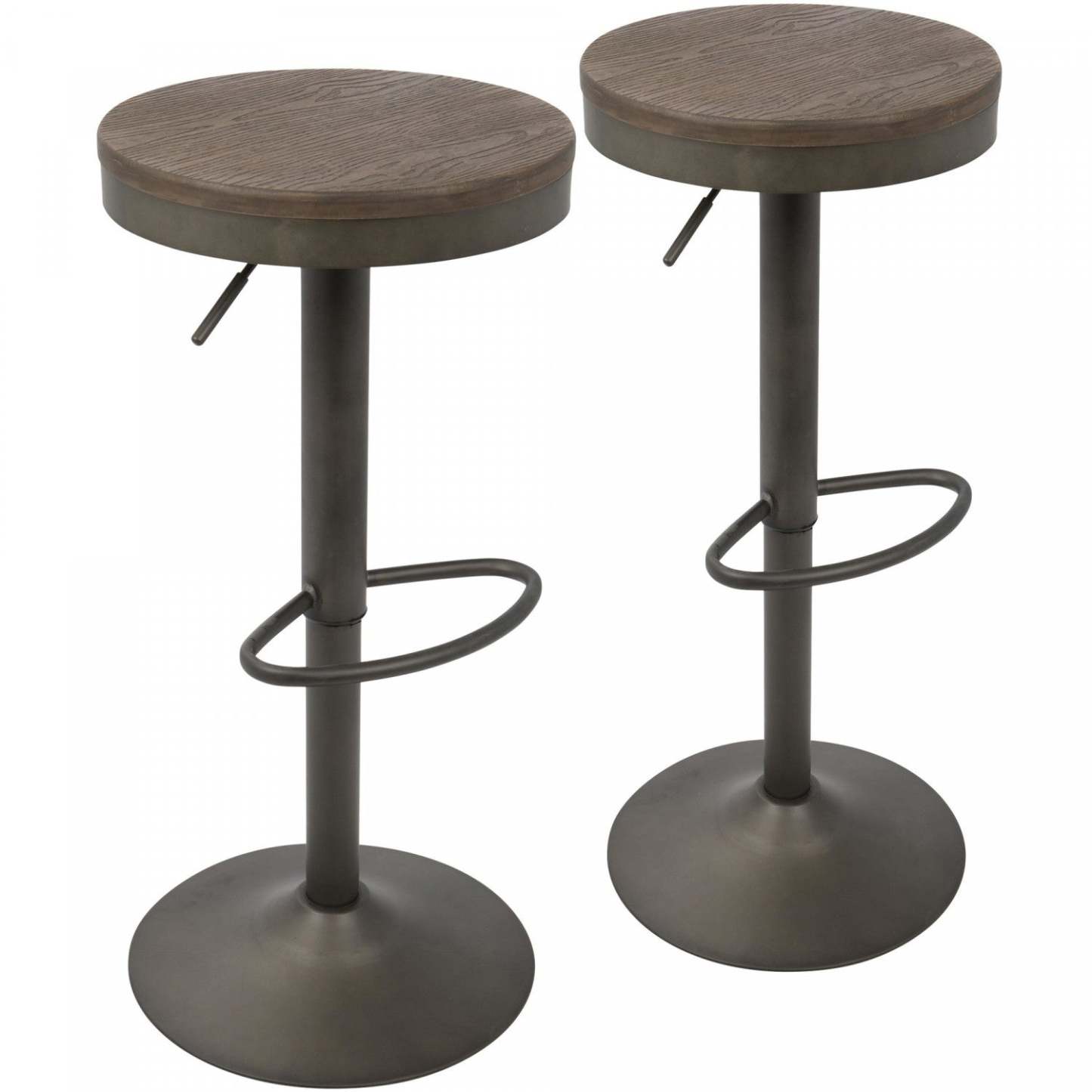 LumiSource Dakota Brown Industrial Adjustable Barstool - Set of 2|Tabouret bar réglable industriel Dakota brun - ensemble de 2